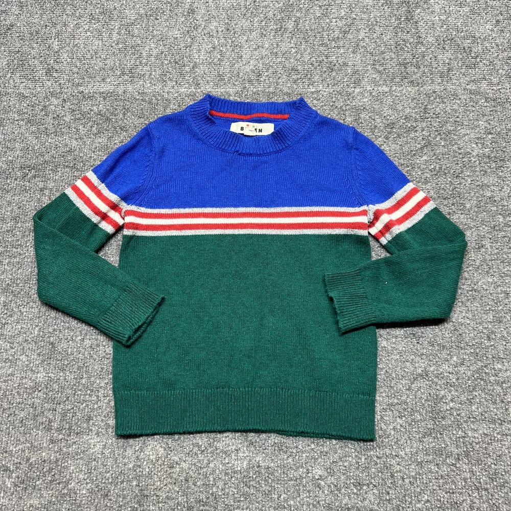 Mini Boden Sweater Kids 4-5Y Multicolor Striped Knit Crew Neck Winter Pullover